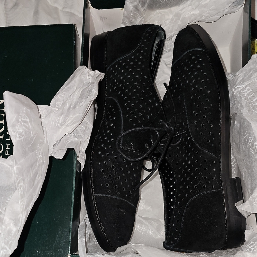 Ralph Lauren Black Suede Oxfords